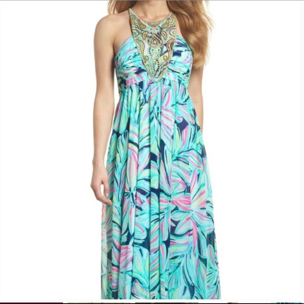 Lily Pulitzer Fab Chiffon Embellished Maxi!!